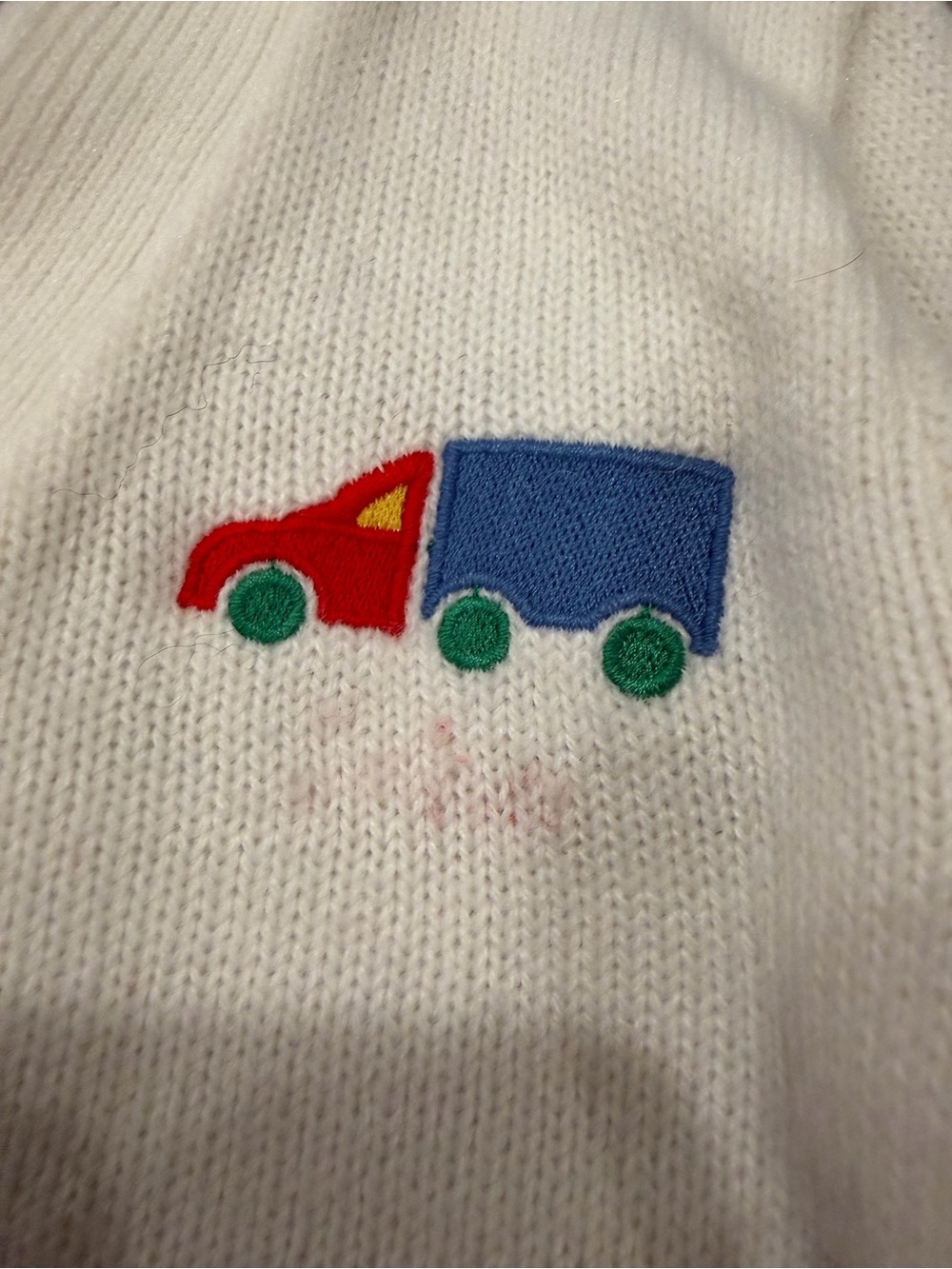 Vintage Blue Bird Baby Toddler Cardigan Sweater Truck Made in USA Orlon Acrylic - Picture 2 of 3